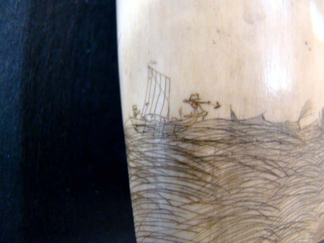 A fine 19th century Scrimshawed Whale's Tooth depicting a whale hunt — image 6